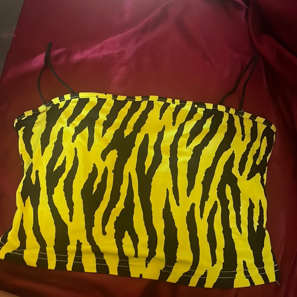 Spaghetti strap halter lime zebra print